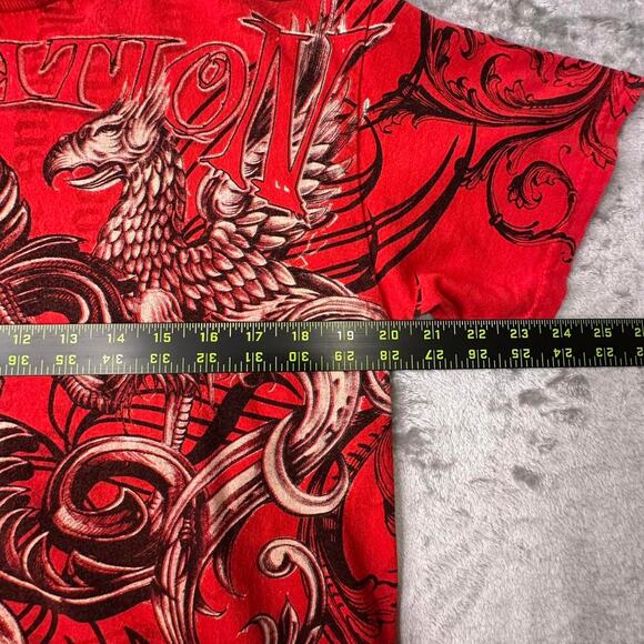 Y2K MMA Elite Salvation Red and Black AOP Affliction Style Graphic TShirt Size M - Picture 6 of 7